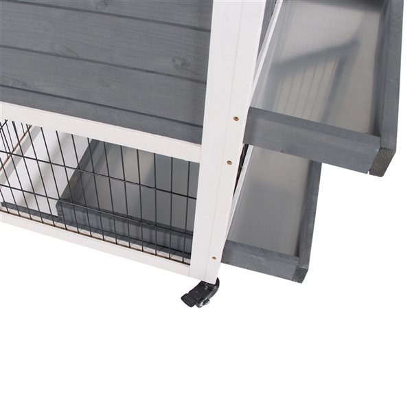 PawHut 43.3-in Grey Wood Rabbit Hutch