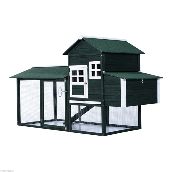 PawHut 83.9-in Green Wood Chicken Coop D51-029 | RONA