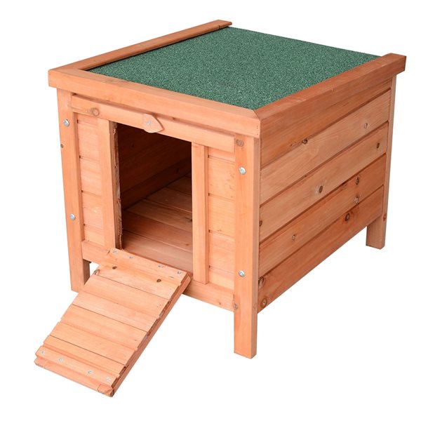 PawHut 20-in Red Orange Wood Rabbit Hutch