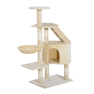PawHut 49.2-in Polyester Cat Tree with Scratching Post and Condo