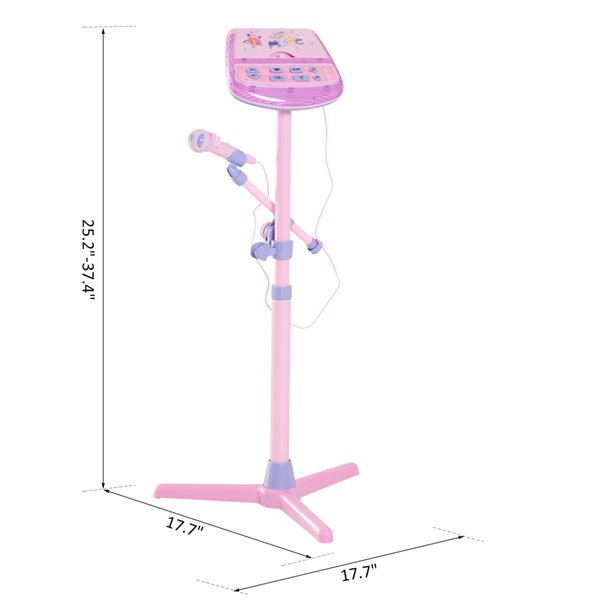 Qaba Kids Karaoke Disco Machine Toy with Adjustable Speaker - Pink