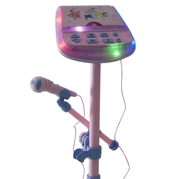 Qaba Kids Karaoke Disco Machine Toy with Adjustable Speaker - Pink