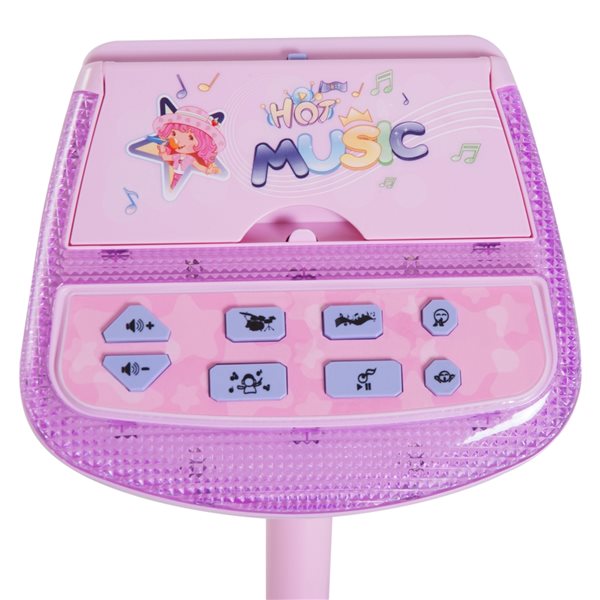 Qaba Kids Karaoke Disco Machine Toy with Adjustable Speaker - Pink