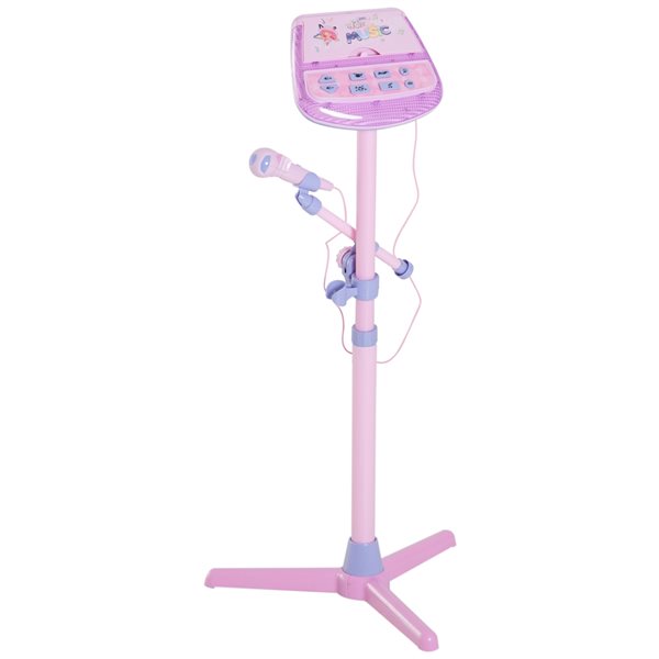 Qaba Kids Karaoke Disco Machine Toy with Adjustable Speaker - Pink