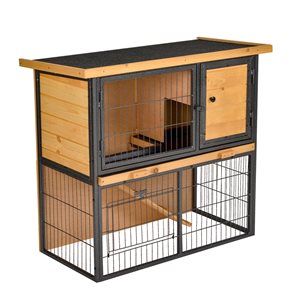 PawHut 35-in Light Yellow Wood Rabbit Hutch