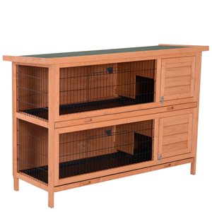 PawHut 53.7-in Orange Wood Rabbit Hutch