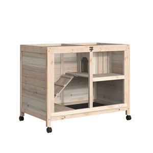 PawHut 35.8-in Natural Wood Wood Rabbit Hutch