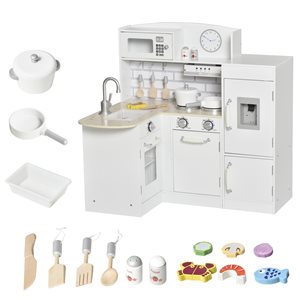Qaba Black Kitchen Play Cooking Toy Set - Drinking Fountain
