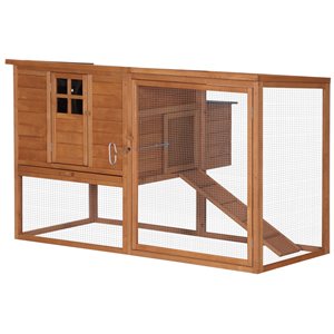 PawHut 66.25-in Natural Wood Wood Chicken Coop