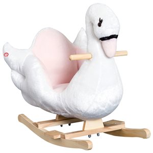 Qaba Kids Rocking Horse Plush Swan with Lullaby Song