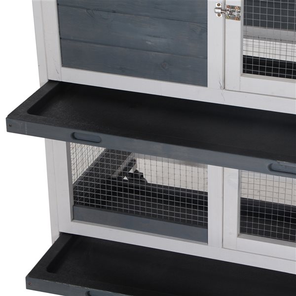 PawHut 58-in Grey Wood Rabbit Hutch