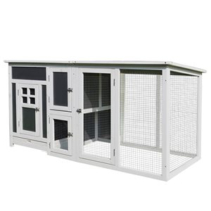 PawHut 63-in Grey and White Wood Chicken Coop