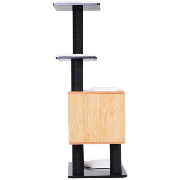 PawHut 47.25-in Black Wood Cat Tree with Scratching Post D30-204BK