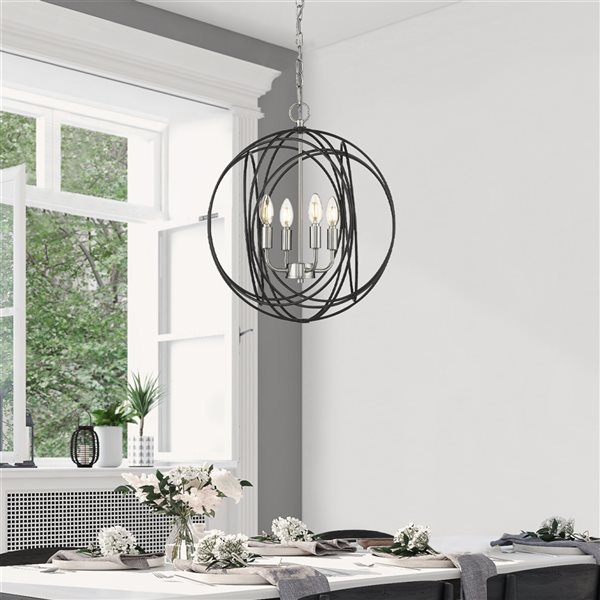 OVE Decors Elisa 4-Light Black Modern/Contemporary Globe Standard 52.76-in H Pendant Light