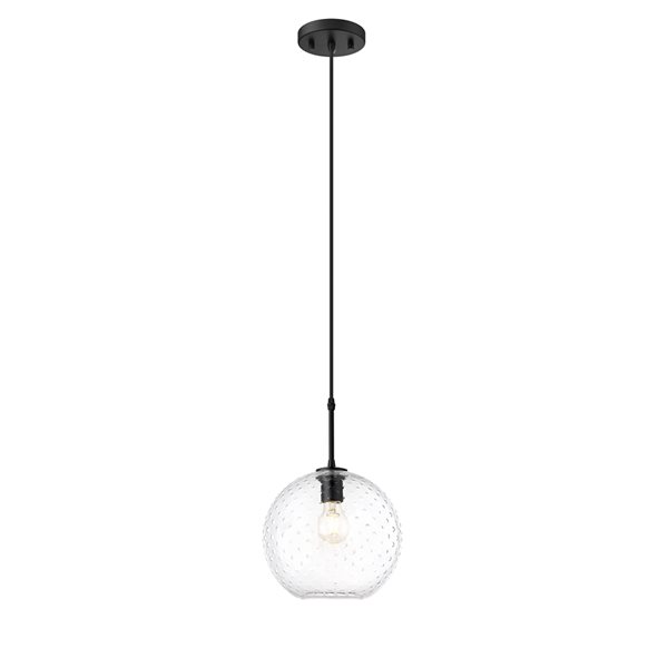 Luminaire à 1 ampoule standard Manika d’OVE Decors traditionnel de 55,12 po H avec abat-jour en globe, noir