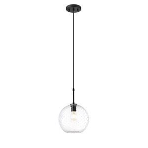 Luminaire à 1 ampoule standard Manika d’OVE Decors traditionnel de 55,12 po H avec abat-jour en globe, noir