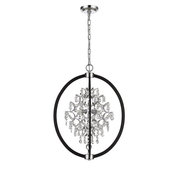 OVE Decors Pena 4-Light Black Glam LED 54.33-in H Pendant Light