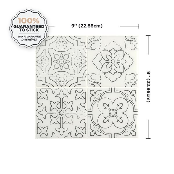 Smart Tiles Vintage Giotta  9po x 9po Pqt-4  Tuiles autocollantes 3D