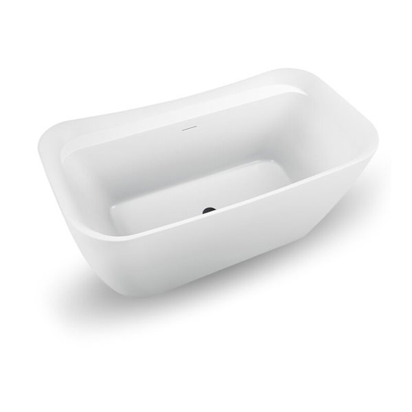 Streamline 31W x 59L Glossy White Acrylic Bathtub and a Matte Black Center Drain