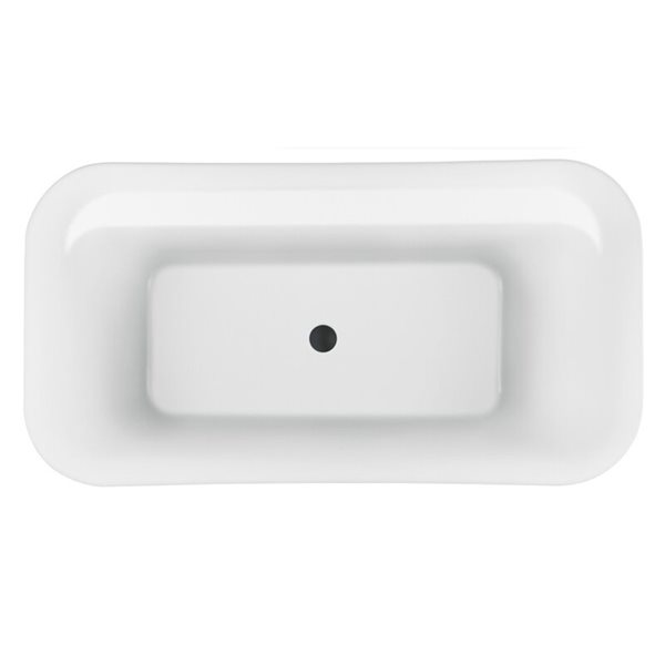 Streamline 31W x 59L Glossy White Acrylic Bathtub and a Matte Black Center Drain