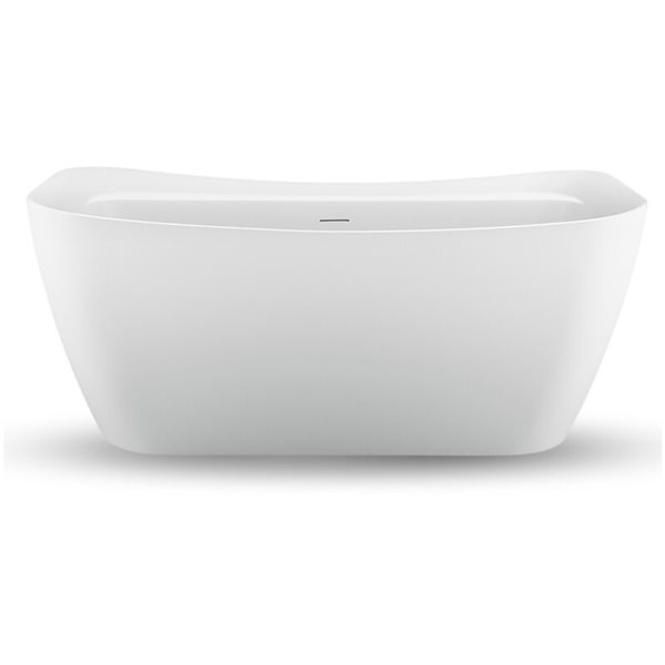 Streamline 31W x 59L Glossy White Acrylic Bathtub and a Matte Black Center Drain