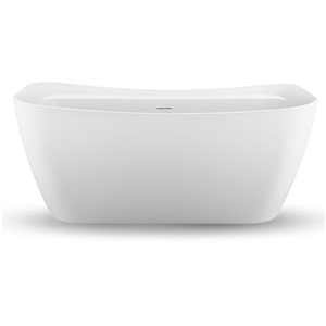 Streamline 31W x 59L Glossy White Acrylic Bathtub and a Matte Black Center Drain