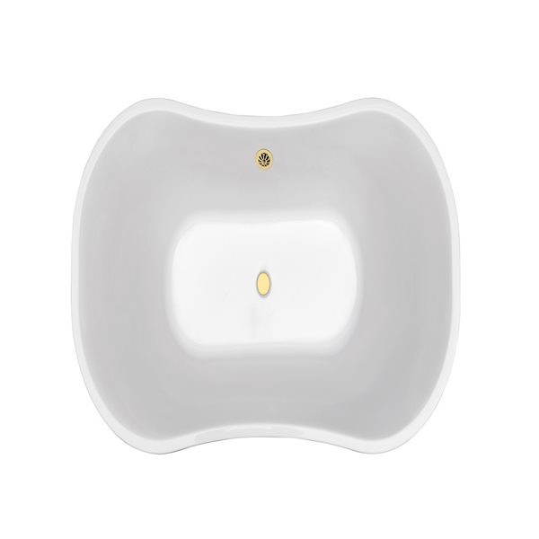 Baignoire en acrylique blanc lustré Streamline de 32 po x 60 po avec drain centré or poli et plateau