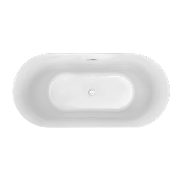 Streamline 31W x 67L Glossy Black Acrylic Bathtub and a Glossy White Center Drain