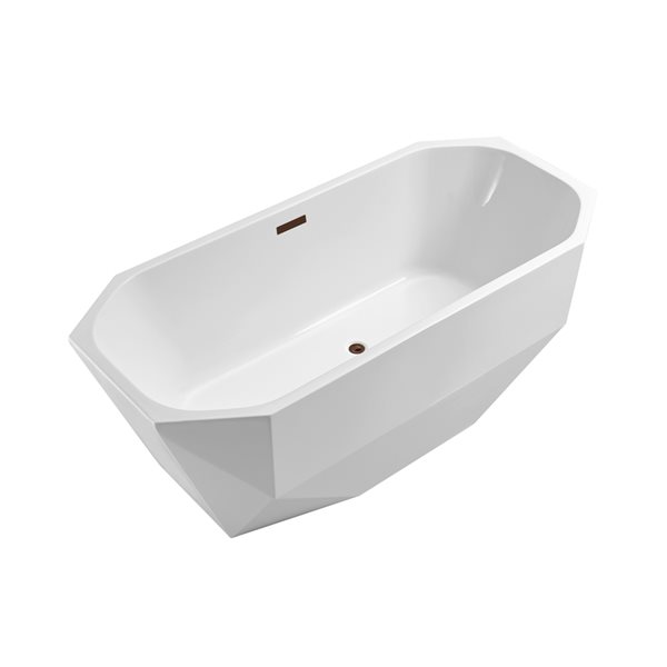 Streamline 28W x 59L Glossy White Acrylic Bathtub and a Matte Oil Rubbed Bronze Center Drain