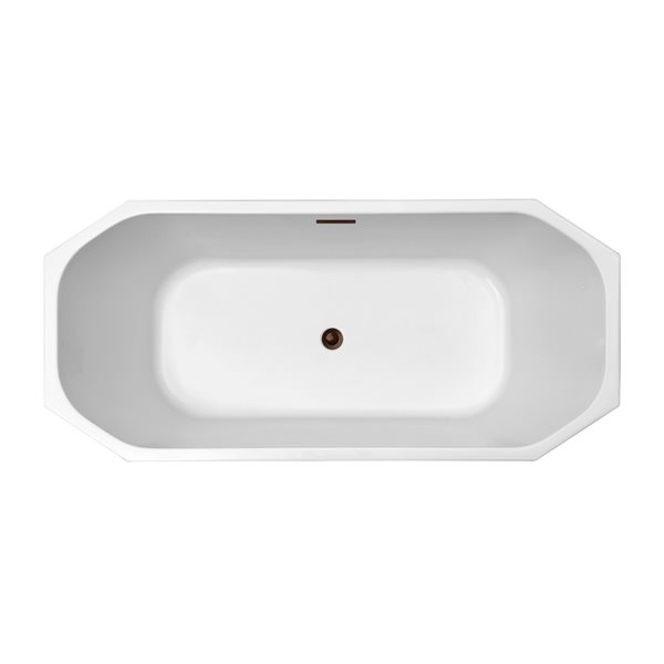 Streamline 28W x 59L Glossy White Acrylic Bathtub and a Matte Oil Rubbed Bronze Center Drain