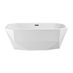 Streamline 28W x 59L Glossy White Acrylic Bathtub and a Matte Oil Rubbed Bronze Center Drain