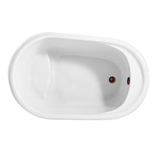 Baignoire en acrylique blanc lustré Streamline de 32 po x 51 po avec drain réversible bronze huilé mat