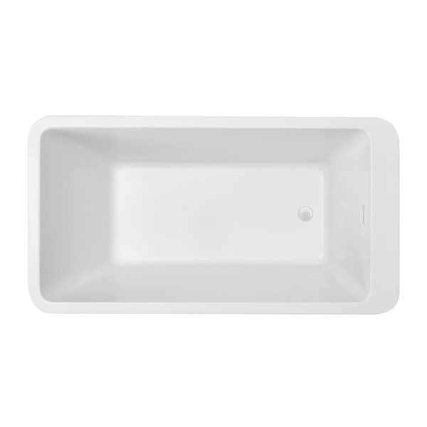 Streamline 32W x 60L Glossy White Acrylic Bathtub and a Glossy White Reversible Drain