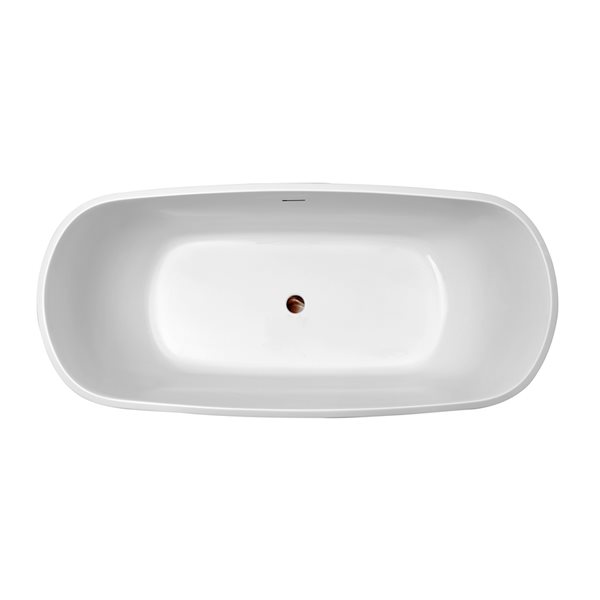 Streamline 28W x 59L Glossy White Acrylic Bathtub and a Matte Oil Rubbed Bronze Center Drain