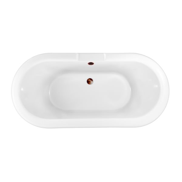 Streamline 28W x 59L Glossy Black Acrylic Clawfoot Bathtub with Matte Oil Rubbed Bronze Feet and Center Drain