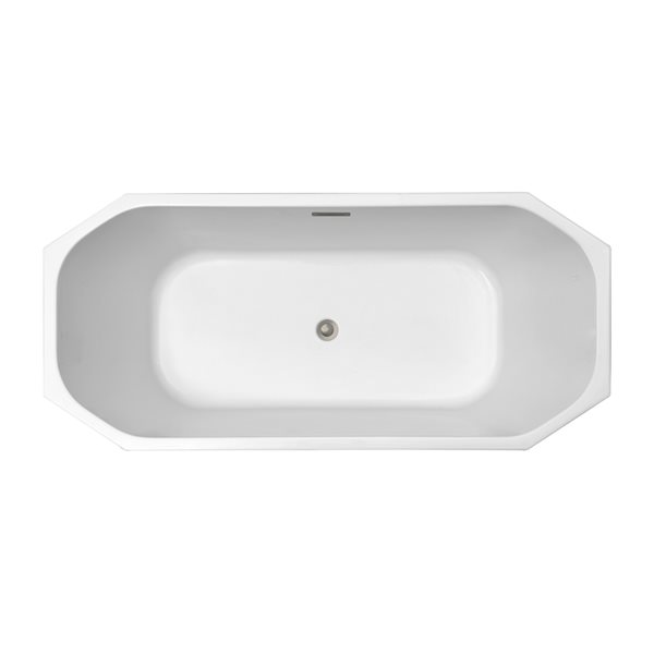 Streamline 28W x 59L Glossy White Acrylic Bathtub and a Brushed Nickel Center Drain