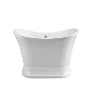 Streamline 34W x 68L Glossy White Acrylic Bathtub and a Polished Chrome Center Drain