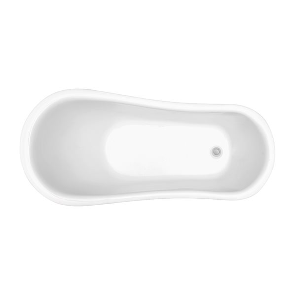 Baignoire sur pieds blanc lustré en acrylique blanc lustré Streamline de 28 po x 61 po avec drain réversible