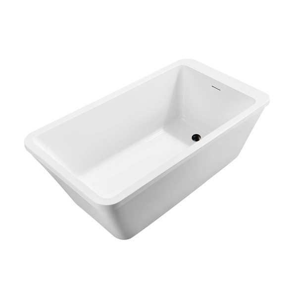 Baignoire en acrylique blanc lustré Streamline de 32 po x 60 po avec drain réversible noir mat