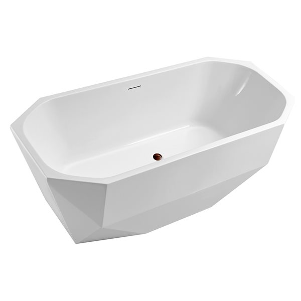 Streamline 29W x 63L Glossy White Acrylic Bathtub and a Matte Oil Rubbed Bronze Center Drain