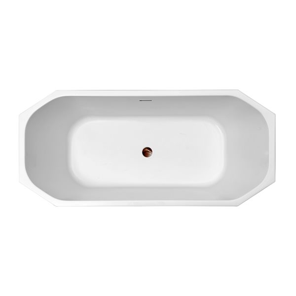 Streamline 29W x 63L Glossy White Acrylic Bathtub and a Matte Oil Rubbed Bronze Center Drain