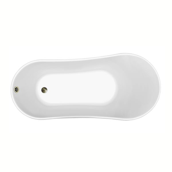 Streamline 28W x 63L Glossy White Acrylic Clawfoot Bathtub with Brushed Nickel Feet and Reversible Drain