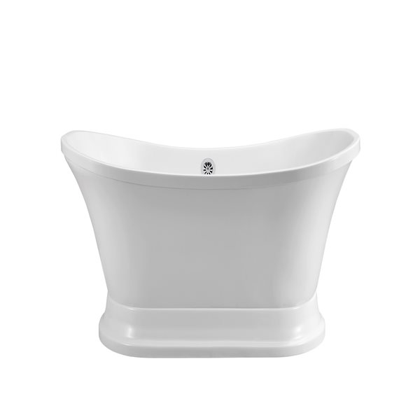 Streamline 32W x 60L Glossy White Acrylic Bathtub and a Polished Chrome Center Drain