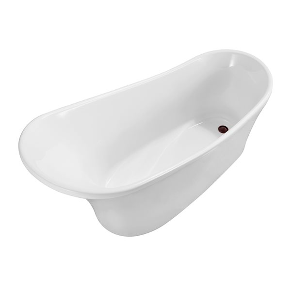 Baignoire en acrylique blanc lustré Streamline de 30 po x 63 po avec drain réversible bronze huilé mat