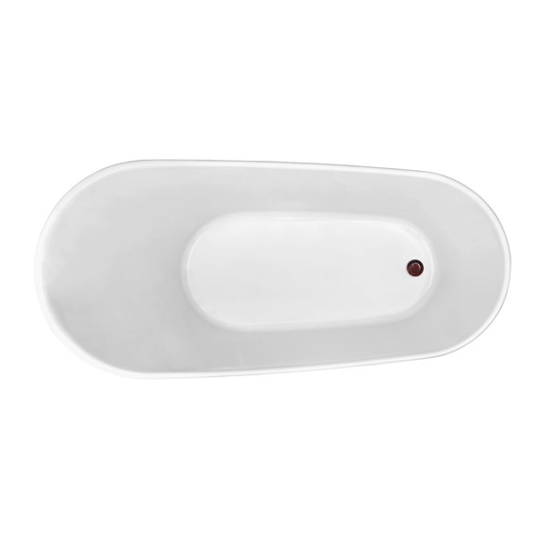 Baignoire en acrylique blanc lustré Streamline de 30 po x 63 po avec drain réversible bronze huilé mat