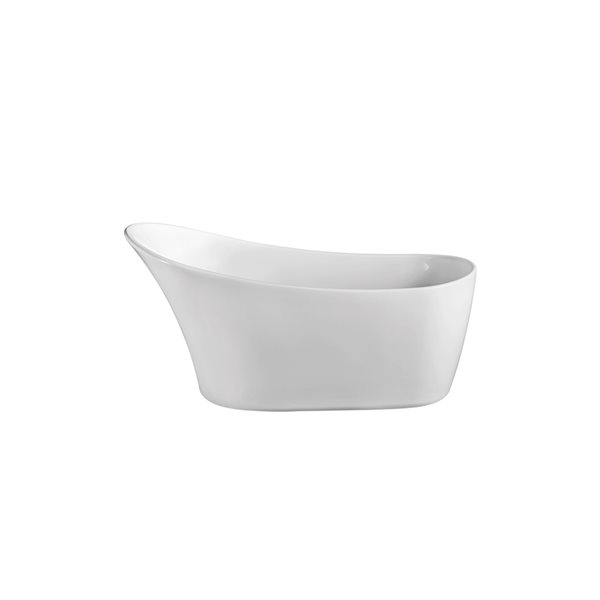 Streamline 31W x 67L Glossy White Acrylic Bathtub and a Polished Chrome Reversible Drain