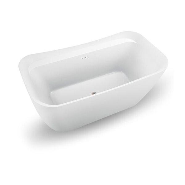 Streamline 31W x 59L Glossy White Acrylic Bathtub and a Brushed Nickel Center Drain