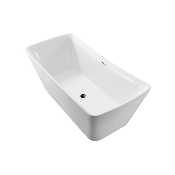 Streamline 30W x 62L Glossy White Acrylic Bathtub and a Matte Oil Rubbed Bronze Center Drain