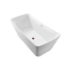 Streamline 30W x 62L Glossy White Acrylic Bathtub and a Matte Oil Rubbed Bronze Center Drain