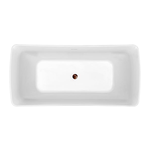 Streamline 30W x 62L Glossy White Acrylic Bathtub and a Matte Oil Rubbed Bronze Center Drain